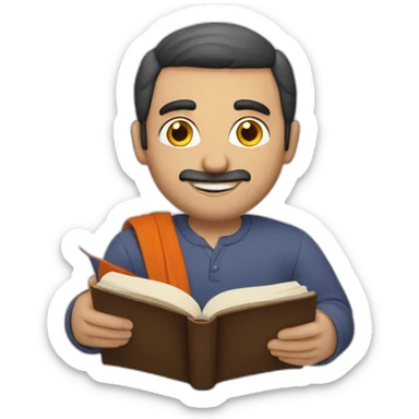 Armenian men reading book and looking at camera and smiling  sticker