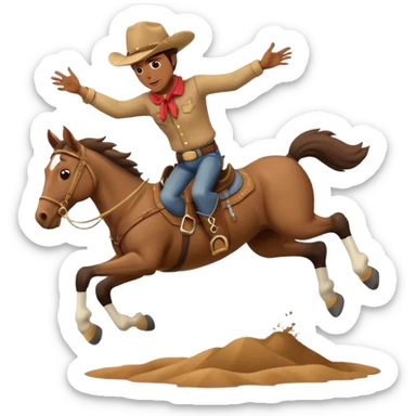 cartoon cowboy tumbling from a horse sticker