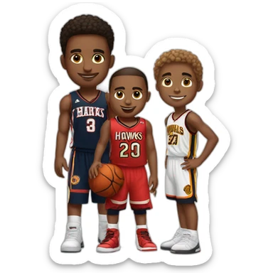 Basketball kid with hawks legend in a white Jersey sticker