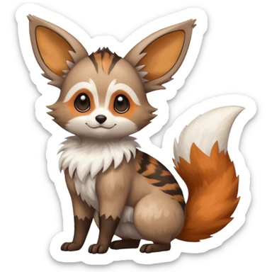 Civet-Minccino-Cacomistl-Eevee-Trico-hybrid-fusion (full body) sticker