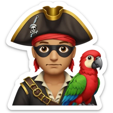 pirate with eye patch and parrot sticker