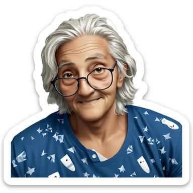 smiling boy with white hair sticker