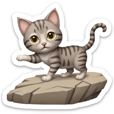a cat holding another cat hand that fall under cliff sticker