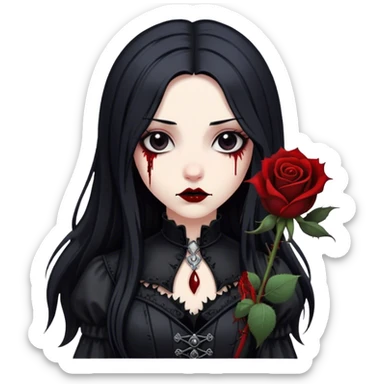 Bloody black rose anime gothic emo  beautiful gorgeous cool edgy cute lady  sticker