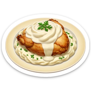 chicken with alfredo sauce and mashed potatoes sticker