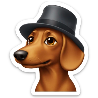 Wiener dog with a hat sticker