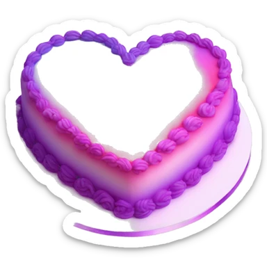 Iridescent gradient hue heart shaped cake with piping sticker