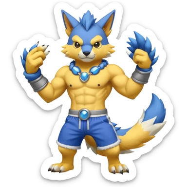 Zeraora-Renamon-Stitch- Lombax-Weregarurumon-fusion-creature (full body sticker