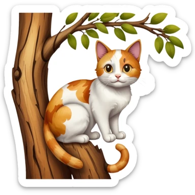 Poster of a cat grabbing onto a tree branch sticker