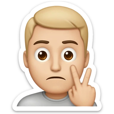 Emoji qui regarde mal avec un sourcil en l’air et l’index au coins de sa bouche et sa bouche dois être comme ça 🫦 sticker