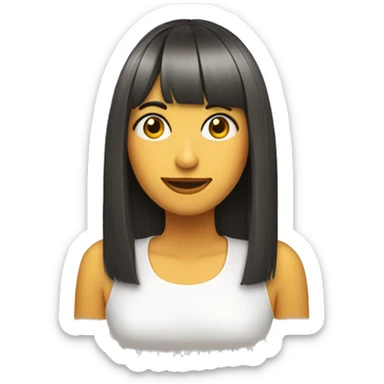 Chica con flequillo y pel medio cort sticker