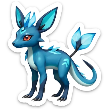 Colorful Dark Shiny Exotic Salandit-Aurorus-Glaceon-Fakémon-hybrid-creature (full body)  sticker