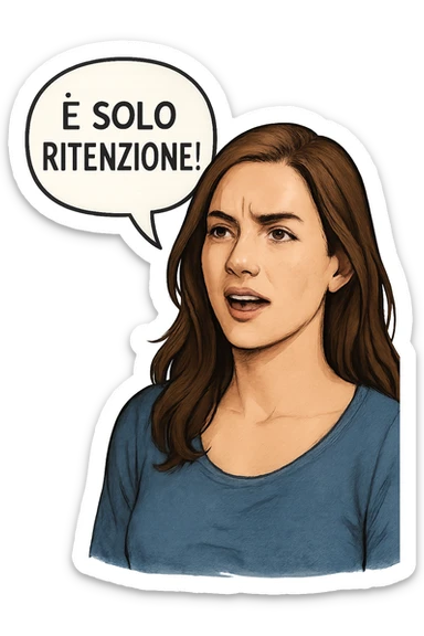 DONNA REALISTICA CHE DICE IN UN FUMETTO ALLA SUA SINISTRA: "è SOLO RITENZIONE!" sticker