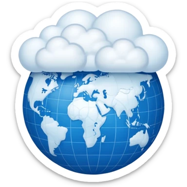 a cloud with a globe with meridians sticker