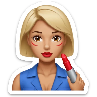 Hot engineer with lipstick kiss mark on cheek and muscles sticker