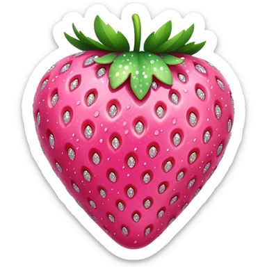 ultra realistic pink strawberries with glitter sticker