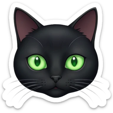 Black cat white chin green eyes sticker