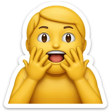 Normal yellow emoji smiling like this: 😀 while choking itself with its hands 🙌 and don’t change the face at all just readjust the hands sticker