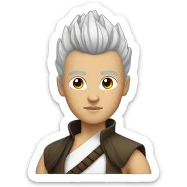 Jedi Half body white skin black hair Mohawk style sticker