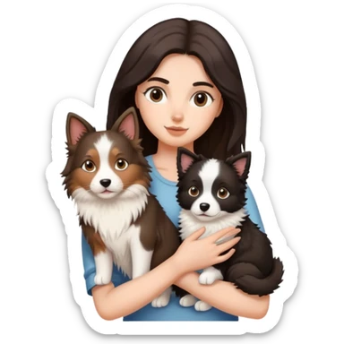 Girl holding a cat and a Border collie dog sticker
