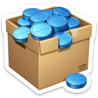 blue coins credit in a package sticker