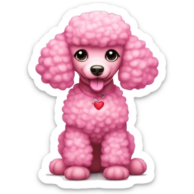 Pink poodle with a heart shaped tail sticker