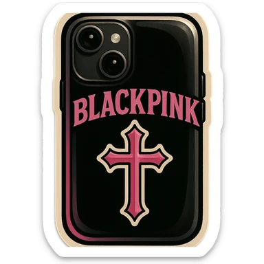 BLACKPINK-inspired gothic phone case, playful and stylish, black and pink, no hearts sticker