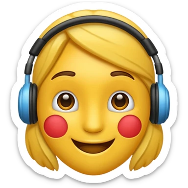 Un emojis feliz con audífonos puestos pero sin  naris un sencillo el emojis  sticker