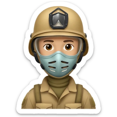 soldier with helmet and wearing mask sticker