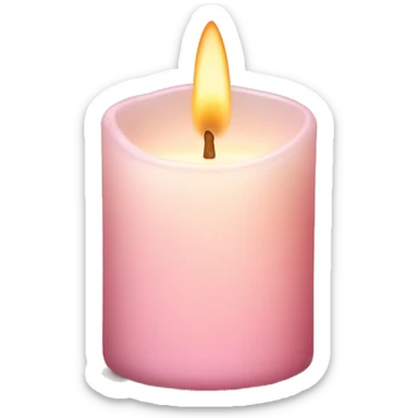 Pale pink glass candle with warm light sticker