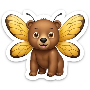bear with bee wing sticker
