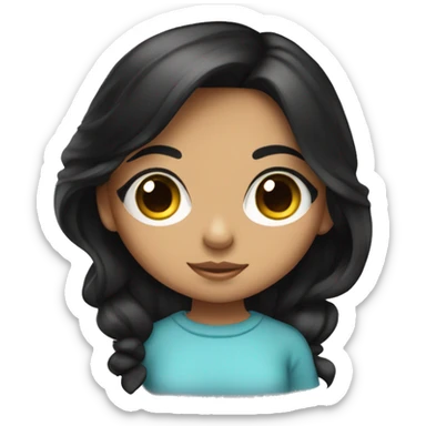 Cute hispanic girl with big eyes and black hair sticker