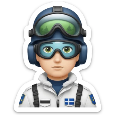 Finnish modern soldier with white snow uniform. with night vision goggles sticker
