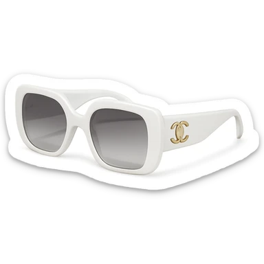 white designer sunglasses, no background sticker