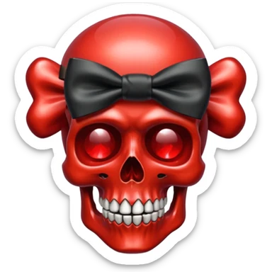 make me a Emoji with a black bow around a red crystal skull mythical sticker