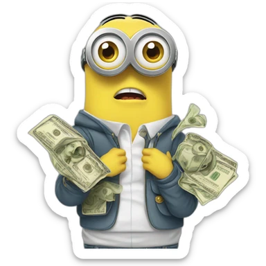 minions with money, wearing gold watches sticker