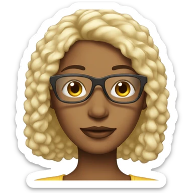Mulher cabelo cacheado e oculos sticker