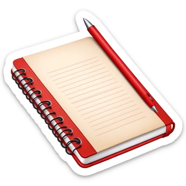 Open copybook and pen in dark terracotta color  sticker