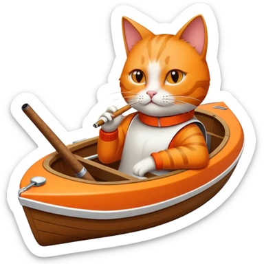 cat in racing boat smoking stogie  sticker