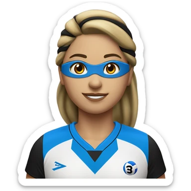 jugadora de voley con vestimenta azul y rayas negras morocha y camiseta numero 3 sticker