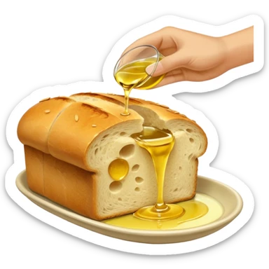 make a hand dipping a bread in olive oil sticker