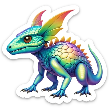  exotic tropical iridescent cyber-Fakémon-Vernid-creature sticker