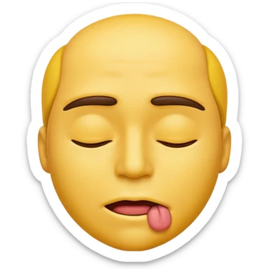  A male emoji with hyper lips with it’s eyes closed not smiling with its mouth closed and it’s yellow while making the ishowspeed face sticker