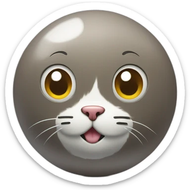 3d sphere with a cartoon Cat skin texture with big thoughtful eyes sticker