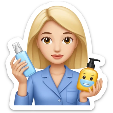 woman holding skincare product sticker