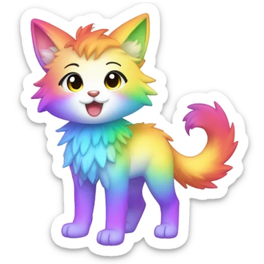 Anthro sparkle-rainbow-gradient-shiny-Chibi-style-Fur-Sona-Fakémon Full Body sticker