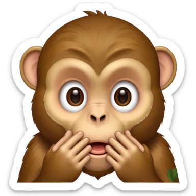 A monkey covering his mouth  sticker