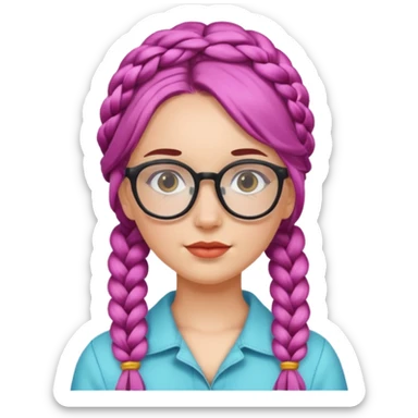 colored braided hair girl with glasses sticker