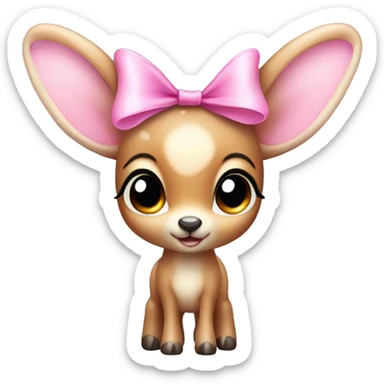 baby deer with fairy wings and a pink bow around its neck  sticker