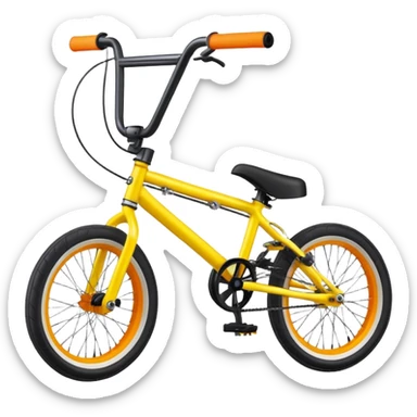 BMX stunt bike with pegs, small wheels, compact frame, bright colored BMX bicycle, trick bike, side view sticker